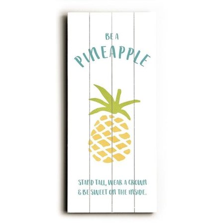 ONE BELLA CASA One Bella Casa 82813PW1216 12 x 16 in. Be a Pineapple Planked Wood Wall Decor; White 82813PW1216